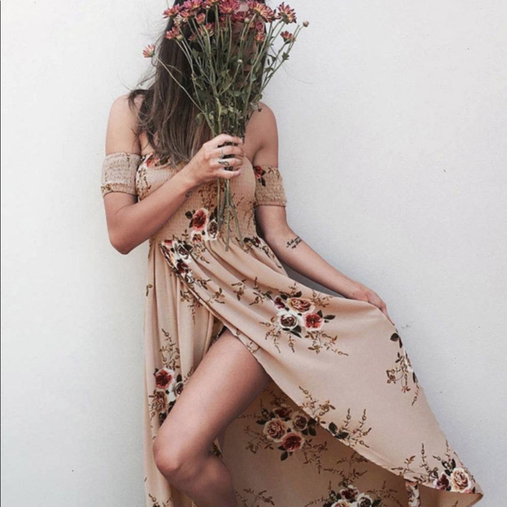 Beige floral dress